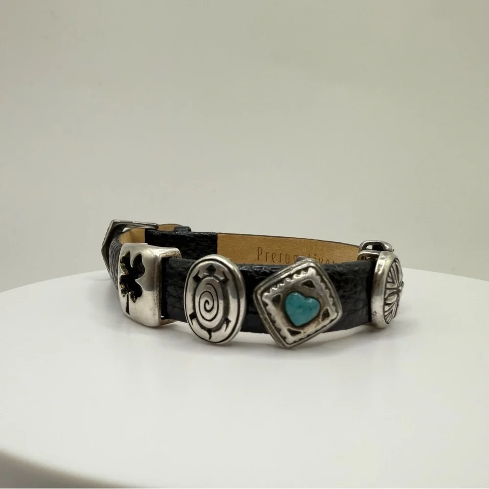 Prerogatives Black Leather Charm Bracelet – Southwestern Silver